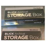 Lot of (2) Blick Archival Storage Boxes - 11"x14"x2", 16"x20"x2" Lot of (2) Blick Archival Storage Boxes - 11"x14"x2", 16"x20"x2"