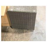 Glass Top / Wicker Outdoor Side Table 18" x 18" x 18" Glass Top / Wicker Outdoor Side Table 18" x 18" x 18"