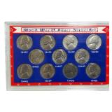 War Nickel Set in Collectors Display Set