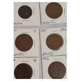 Old World Copper Coins from Various Countries.