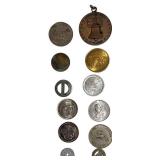 Mixed lot of tokens, including a hard-to-find "mini" Victory Medal from World War I from  Pennsylvania & ect.