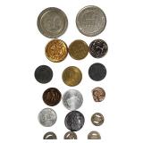 Mixed lot of tokens, including a hard-to-find "mini" Victory Medal from World War I from  Pennsylvania & ect.