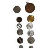 Mixed lot of tokens, including a hard-to-find "mini" Victory Medal from World War I from  Pennsylvania & ect.
