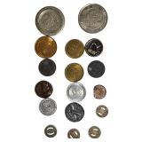 Mixed lot of tokens, including a hard-to-find "mini" Victory Medal from World War I from  Pennsylvania & ect.