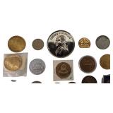 A large collection of tokens featuring people, places, and things from the past.