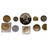A large collection of tokens featuring people, places, and things from the past.