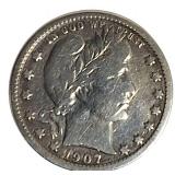1907-  Barber Quarter -O Mint Mark