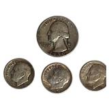 Silver Lot | 1950 Washington Quarter D Mint & 3 Roosevelt Dimes 1952,1957 & 1962