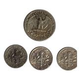 Silver Lot | 1950 Washington Quarter D Mint & 3 Roosevelt Dimes 1952,1957 & 1962