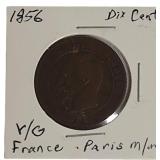 Rare Coin From 1856 Dix  Cent V/G France, Paris M/N