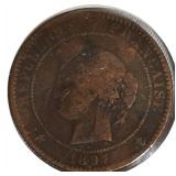 Rare 1897 10cent France V/G