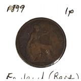 1899 One Cent Penny, England (Rare) Great Britain.