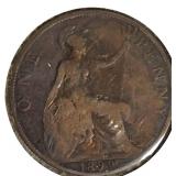 1899 One Cent Penny, England (Rare) Great Britain.