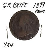 1899 One Cent Penny, England (Rare) Great Britain.