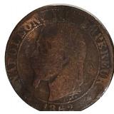 1862 Five-Cent Coin, France (Napoleon III) (Rare)