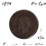 1854 Dix Cent - Very Good Condition - France, Paris - Rare Mint Mark