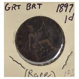 1897 One Cent Great Britain - Rare Find