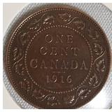 1916 1-Cent Canadian Coin - A rare gem