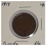 1917 1-Cent Canadian Coin A/U
