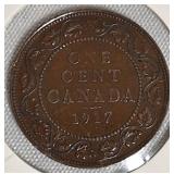 1917 1-Cent Canadian Coin A/U