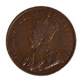 1920 1-Cent Canadian Coin, V/G.