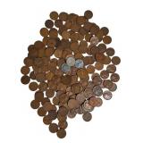 Mixed Date Wheat Pennies from Different Dates, Mint Marks that include steel cents