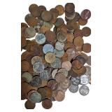 Mixed Date Wheat Pennies from Different Dates, Mint Marks that include steel cents