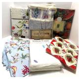 Collection of Tablecloths, Napkins and Strawberry Coasters Assorted Sizes and Patterns Collection of Tablecloths, Napkins and Strawberry Coasters Assorted Sizes and Patterns
