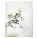 Vintage Hand Wrought Aluminum Tray, Etched Glass Server, and Embroidered Linens Set Vintage Hand Wrought Aluminum Tray, Etched Glass Server, and Embroidered Linens Set