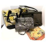 Collection of 3 Tote and Handbags Including Nine West and Lancome with Decorative Scarf Collection of 3 Tote and Handbags Including Nine West and Lancome with Decorative Scarf