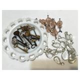 Lot of Vintage Skeleton Keys, Glass Pulls, and Crystal Chandelier Prisms Lot of Vintage Skeleton Keys, Glass Pulls, and Crystal Chandelier Prisms