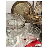 Vintage Mixed Lot of Silverplate Trays, Glassware, and Serving Pieces Vintage Mixed Lot of Silverplate Trays, Glassware, and Serving Pieces