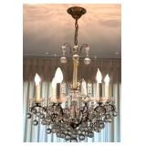 Brass and Glass Crystal Chandelier with Hanging Globes Brass and Glass Crystal Chandelier with Hanging Globes