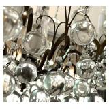 Brass and Glass Crystal Chandelier with Hanging Globes Brass and Glass Crystal Chandelier with Hanging Globes