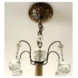 Brass and Glass Crystal Chandelier with Hanging Globes Brass and Glass Crystal Chandelier with Hanging Globes