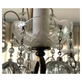 Brass and Glass Crystal Chandelier with Hanging Globes Brass and Glass Crystal Chandelier with Hanging Globes