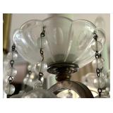 Brass and Glass Crystal Chandelier with Hanging Globes Brass and Glass Crystal Chandelier with Hanging Globes