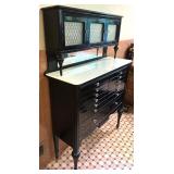 Vintage Dental Cabinet with 14 Metal Drawers and Glass Pulls Vintage Dental Cabinet with 14 Metal Drawers and Glass Pulls
