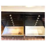 Vintage Dental Cabinet with 14 Metal Drawers and Glass Pulls Vintage Dental Cabinet with 14 Metal Drawers and Glass Pulls