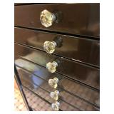 Vintage Dental Cabinet with 14 Metal Drawers and Glass Pulls Vintage Dental Cabinet with 14 Metal Drawers and Glass Pulls