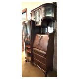 Antique Oak Secretary Bookcase with Curio Cabinet and Stained Glass Antique Oak Secretary Bookcase with Curio Cabinet and Stained Glass