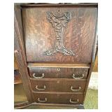 Antique Oak Secretary Bookcase with Curio Cabinet and Stained Glass Antique Oak Secretary Bookcase with Curio Cabinet and Stained Glass