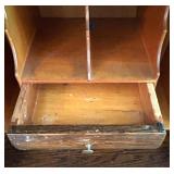 Antique Oak Secretary Bookcase with Curio Cabinet and Stained Glass Antique Oak Secretary Bookcase with Curio Cabinet and Stained Glass