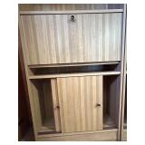 Wood Bookcase with Drop-Front Cabinet and Sliding Doors Wood Bookcase with Drop-Front Cabinet and Sliding Doors