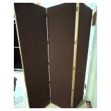 Three-Panel Wood-Framed Mirror Room Divider Three-Panel Wood-Framed Mirror Room Divider