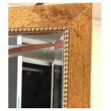 Three-Panel Wood-Framed Mirror Room Divider Three-Panel Wood-Framed Mirror Room Divider