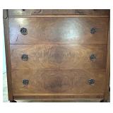 Antique Tiger Oak Bow Front Chest of Drawers with Brass Hardware Antique Tiger Oak Bow Front Chest of Drawers with Brass Hardware