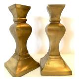 Brass Candleholders and Checkered Brass Vase Home Decor Lot Brass Candleholders and Checkered Brass Vase Home Decor Lot