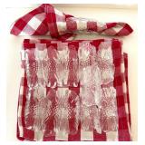 Glass Napkin Holders, Apple Plates, and Red Check Napkins Lot Glass Napkin Holders, Apple Plates, and Red Check Napkins Lot