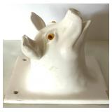 Pair of White Ceramic Pig Head Wall Mounts Pair of White Ceramic Pig Head Wall Mounts